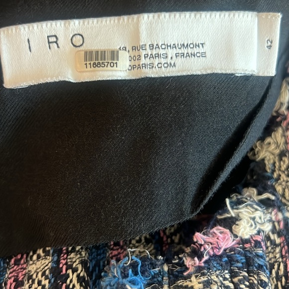 IRO Frannie Blue, Pink and Ivory Tweed Open Jacket with Fringe Trim - Picture 10 of 10